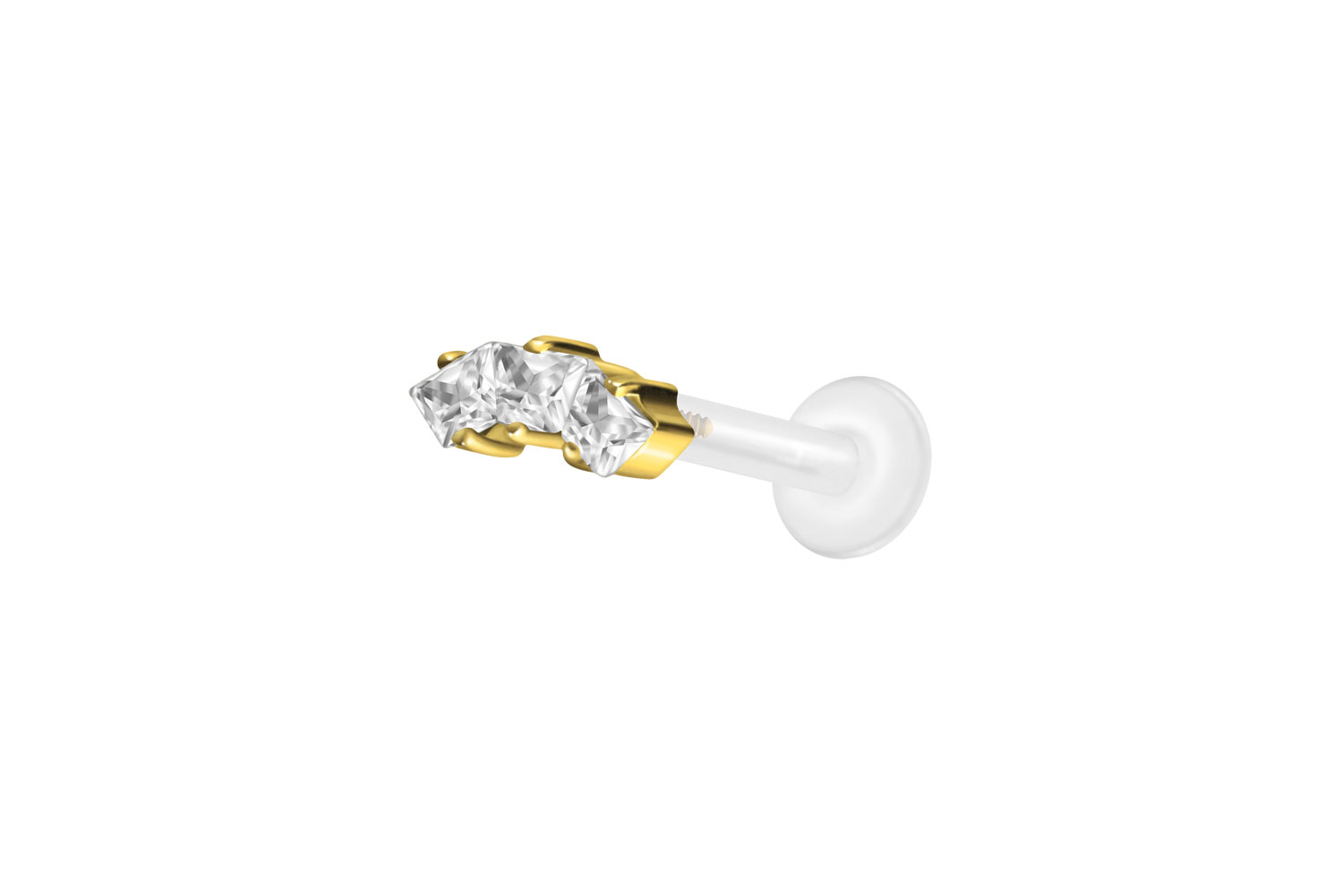 PTFE Labret mit Innengewinde + Titan-Aufsatz EINGEFASSTE KRISTALLTRAPEZE